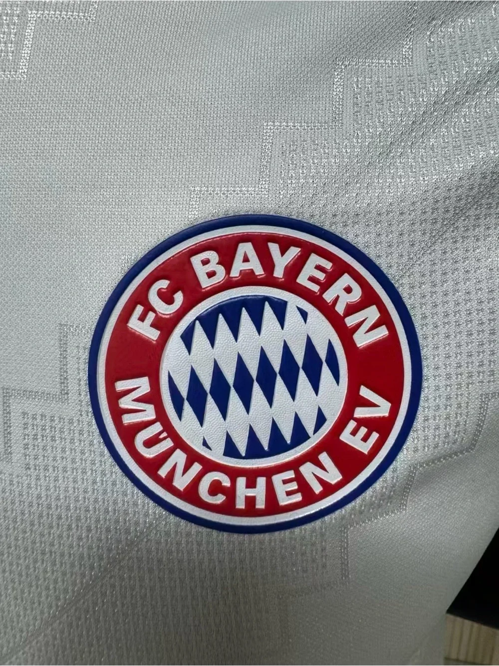 adidas White and Navy Bayern Munich Football Jersey with Red Trim
